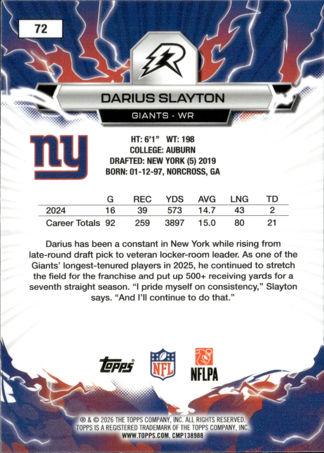 Darius Slayton card back