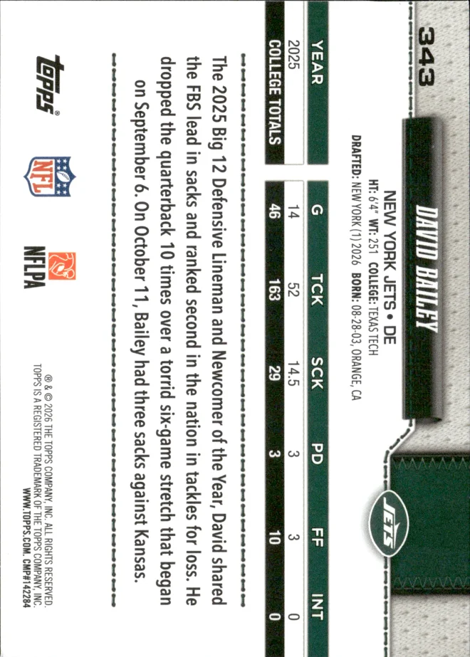 David Bailey card back