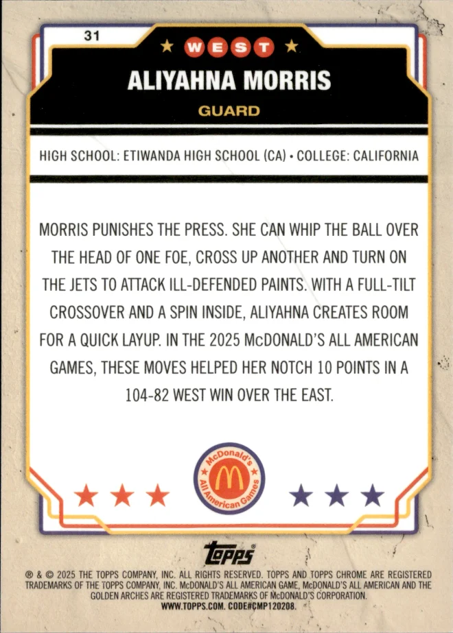 Aliyahna Morris card back