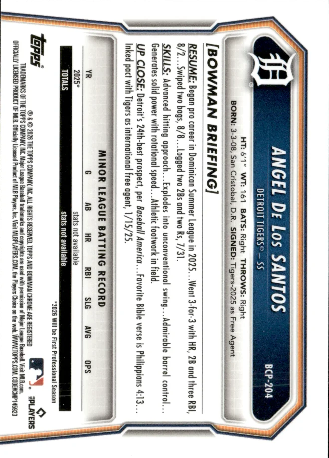 Angel De Los Santos card back