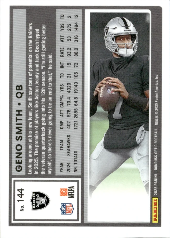 Geno Smith card back