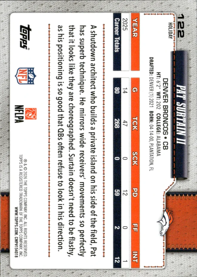 Pat Surtain II card back