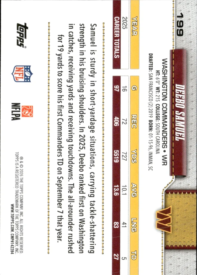 Deebo Samuel card back