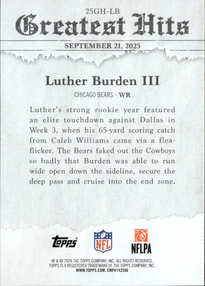 Luther Burden III card back