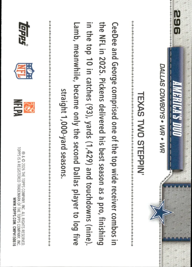 CeeDee Lamb / George Pickens card back