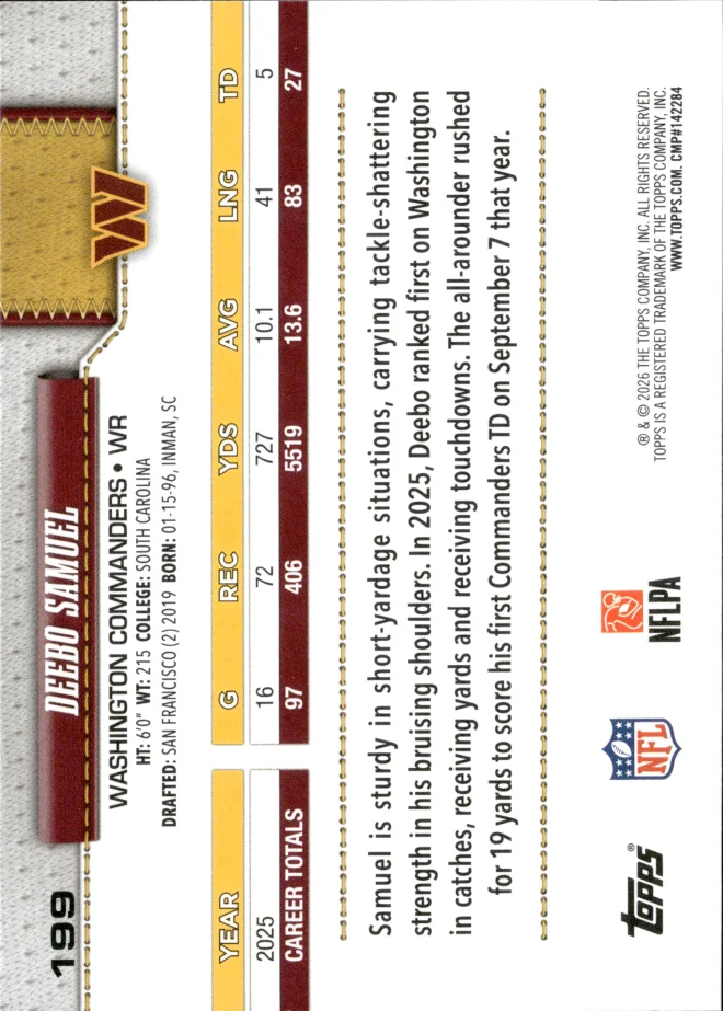 Deebo Samuel card back