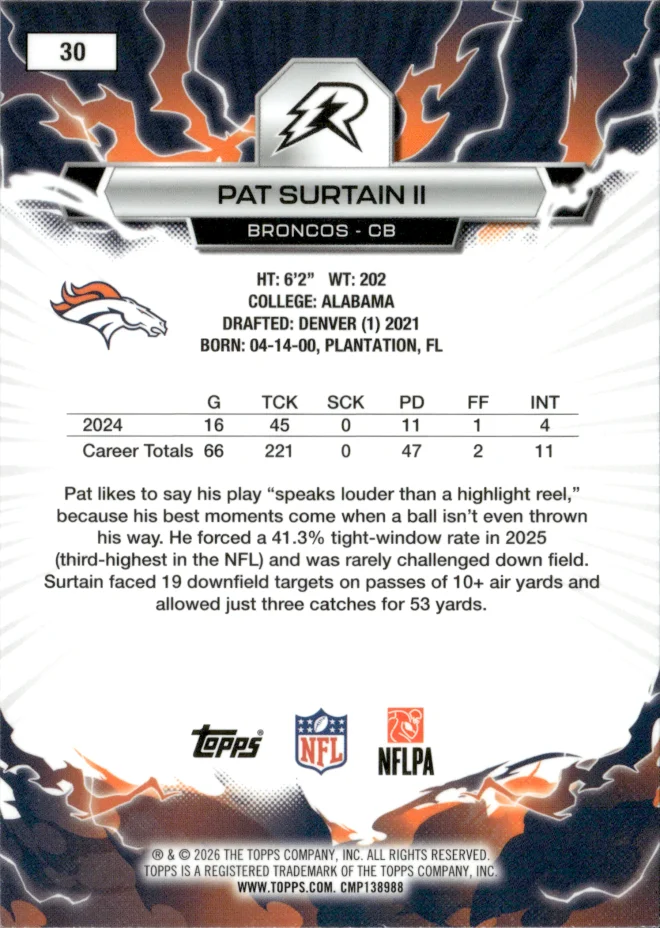 Pat Surtain II card back