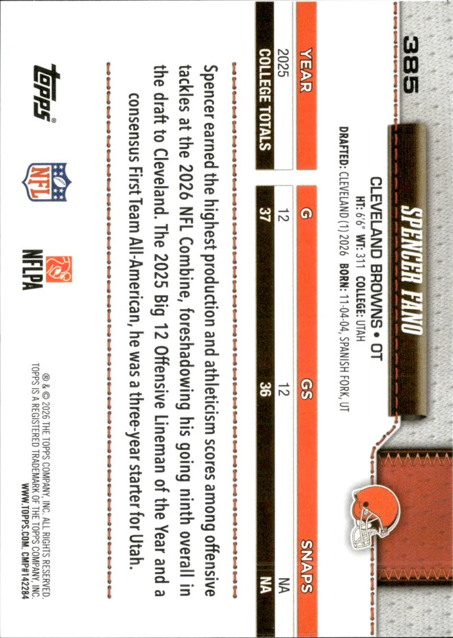 Spencer Fano card back