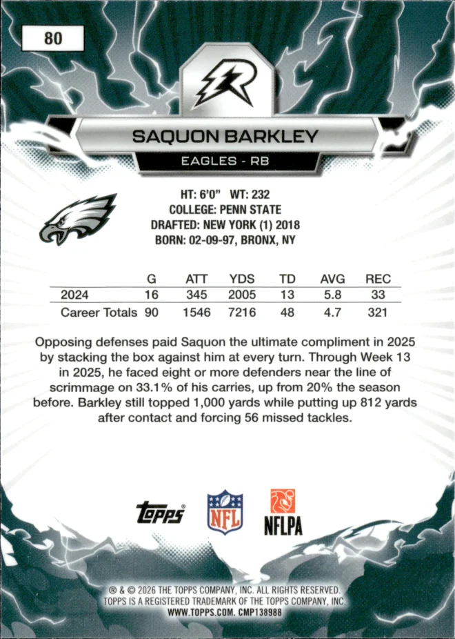 Saquon Barkley card back