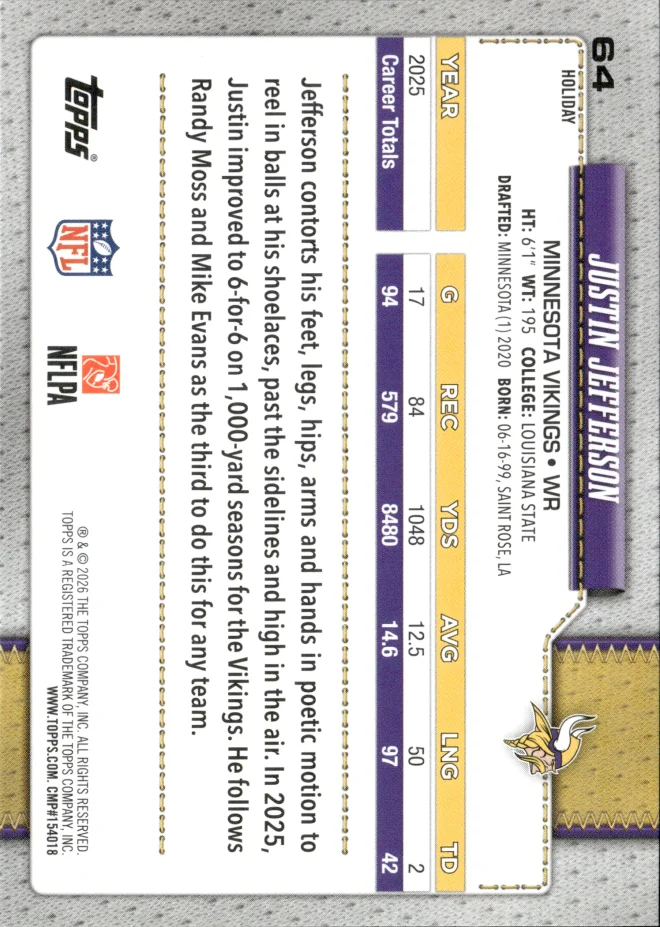 Justin Jefferson card back