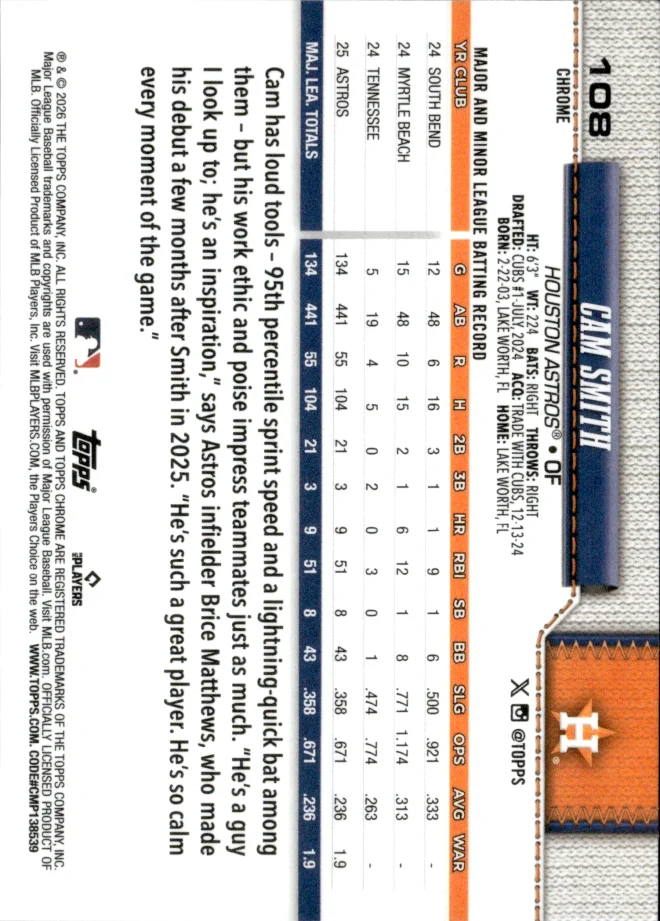 Cam Smith card back