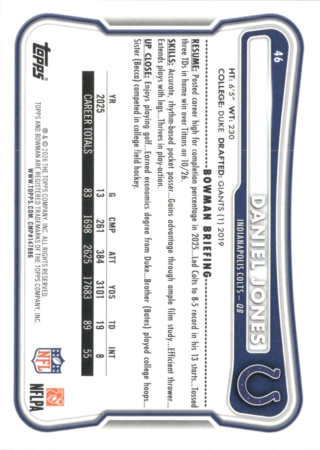 Daniel Jones card back