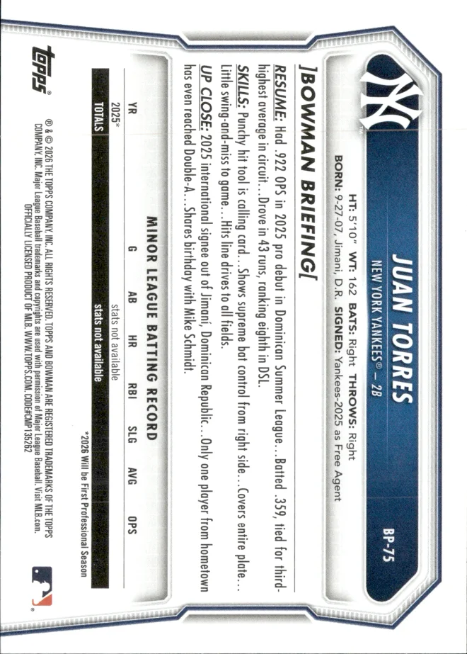 Juan Torres card back