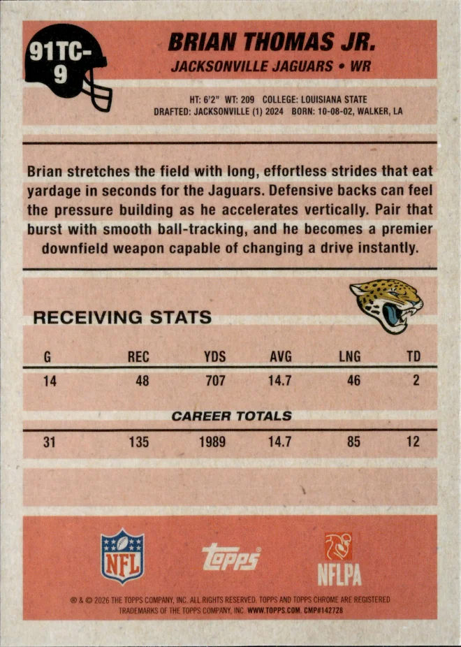 Brian Thomas Jr. card back