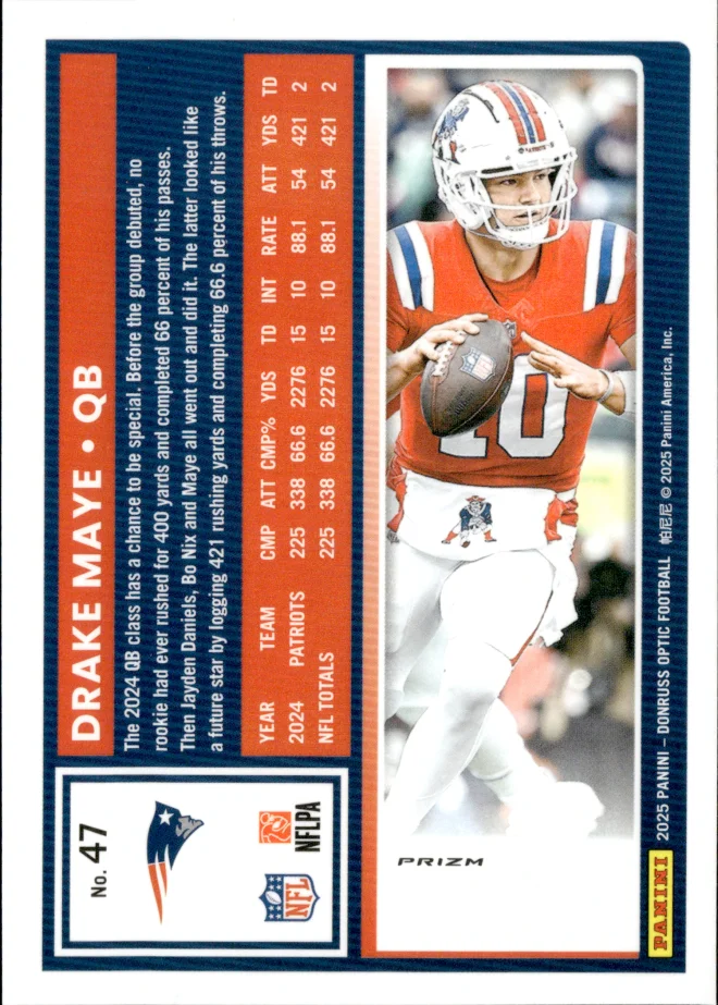 Drake Maye card back