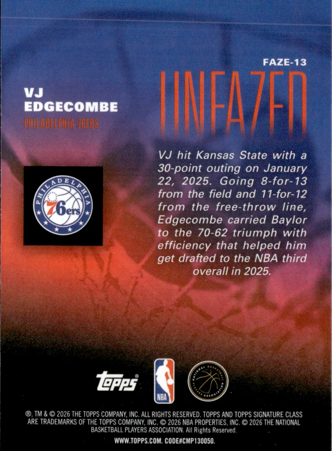 VJ Edgecombe card back