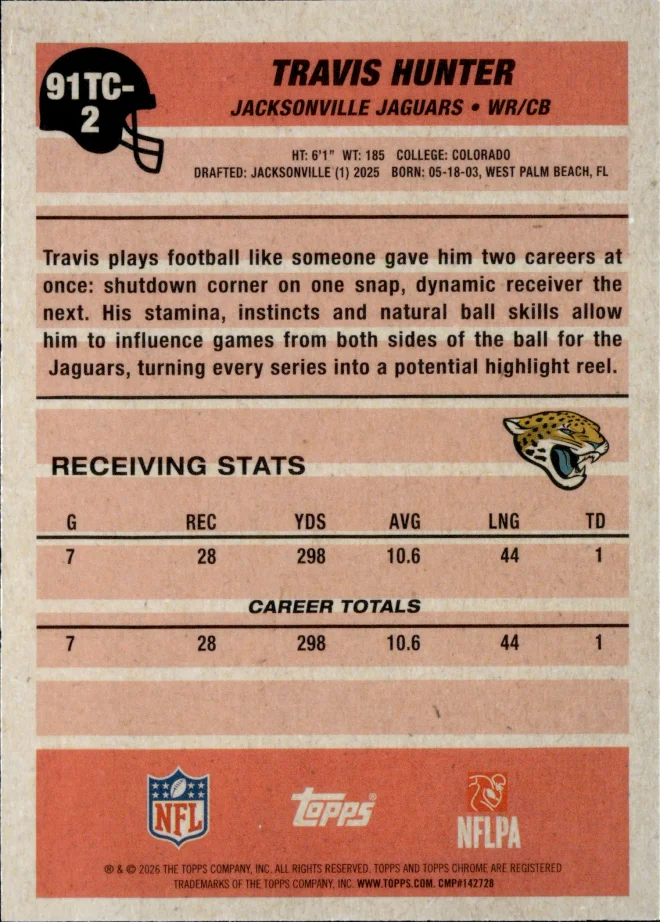Travis Hunter card back