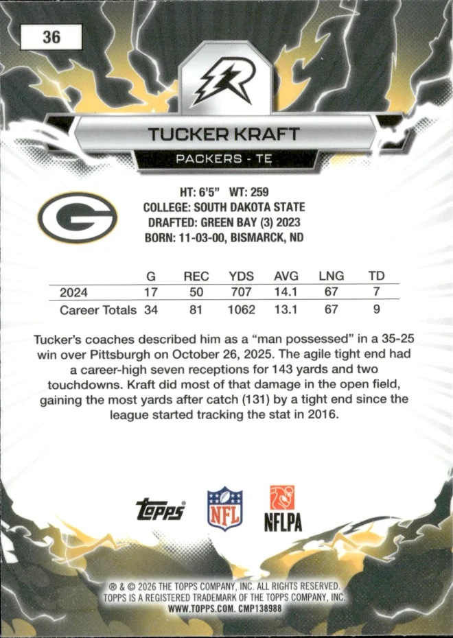 Tucker Kraft card back