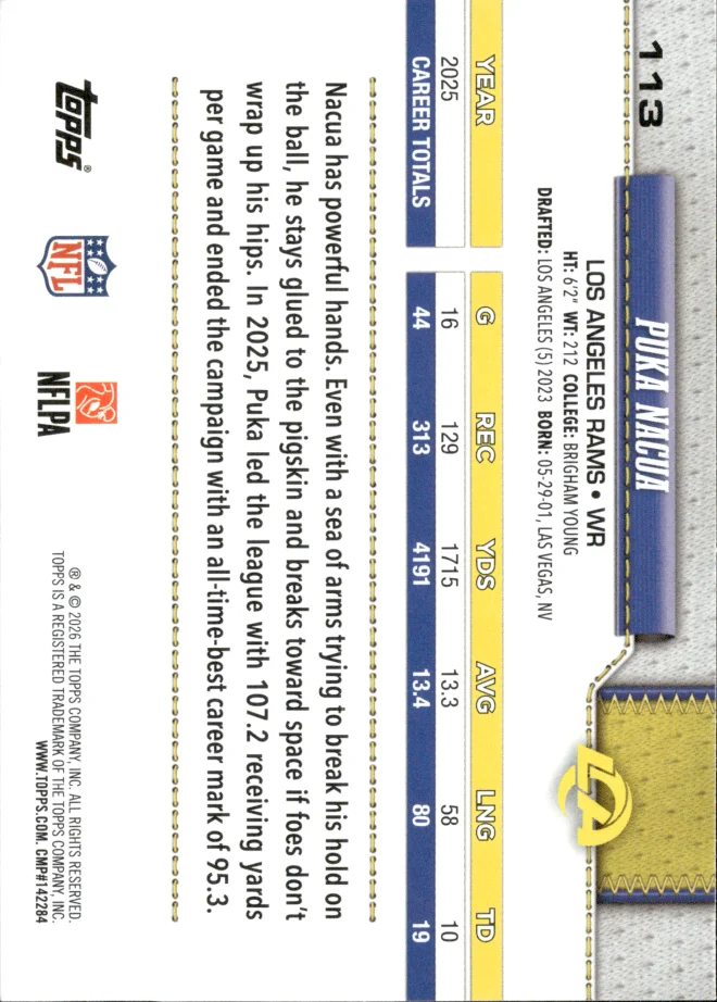 Puka Nacua card back