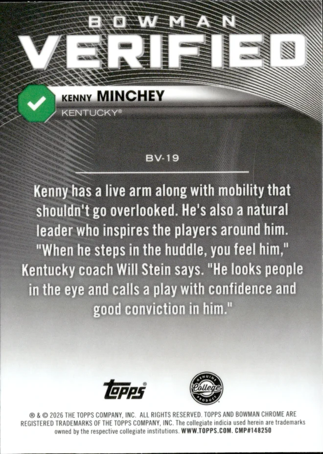 Kenny Minchey card back