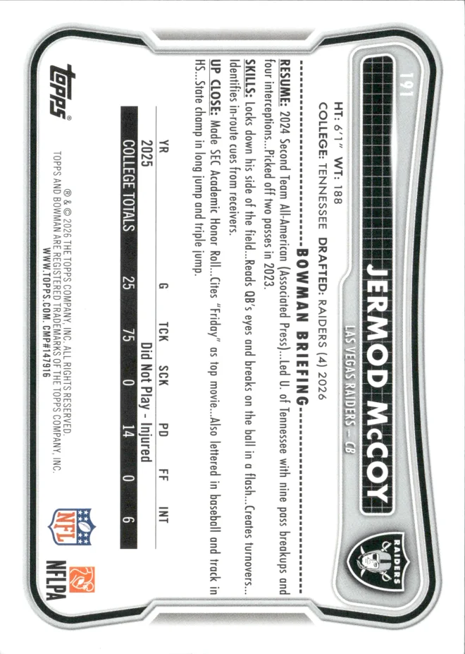 Jermod McCoy card back