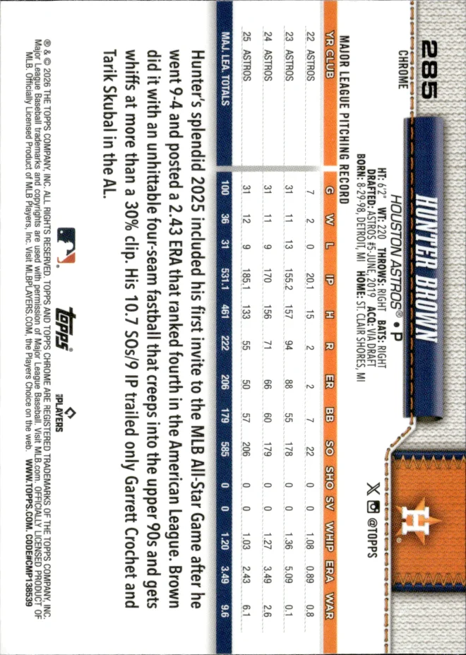 Hunter Brown card back