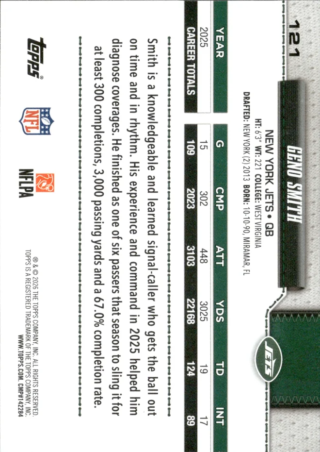Geno Smith card back
