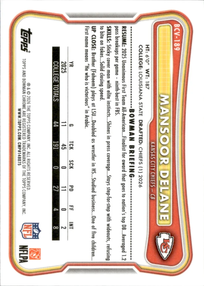 Mansoor Delane card back