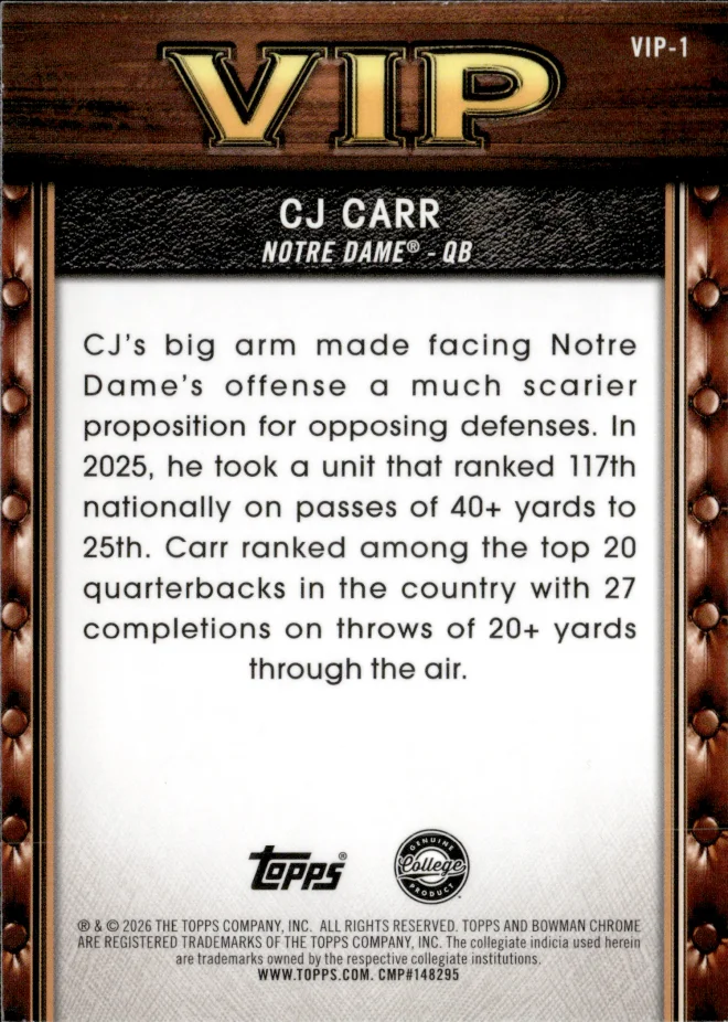 CJ Carr card back
