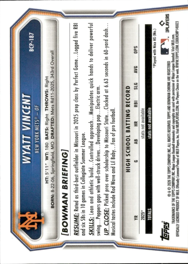 Wyatt Vincent card back