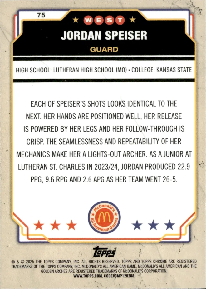 Jordan Speiser card back