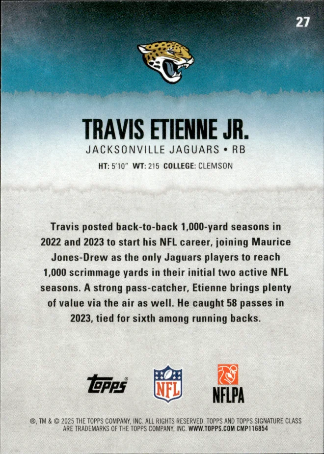 Travis Etienne Jr. card back