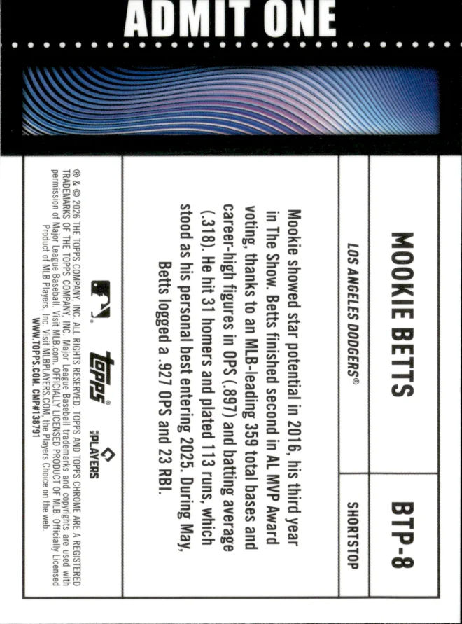 Mookie Betts card back