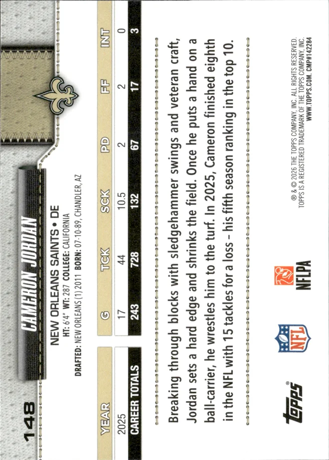 Cameron Jordan card back