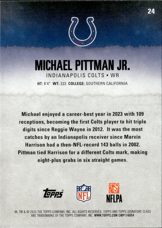 Michael Pittman Jr. card back