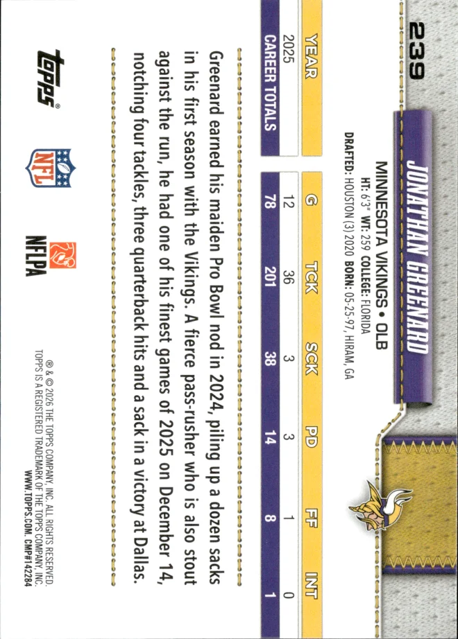 Jonathan Greenard card back