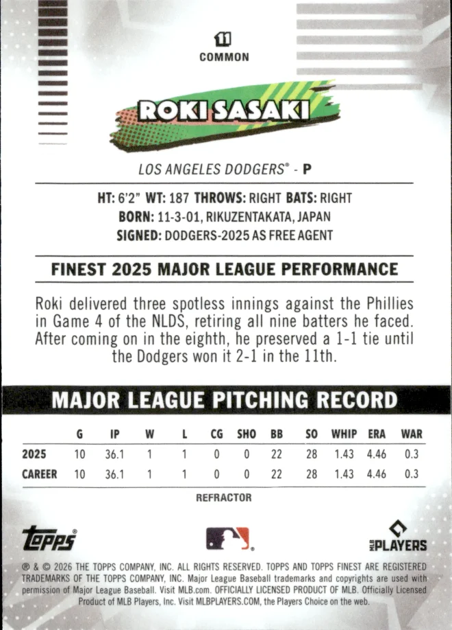 Roki Sasaki card back