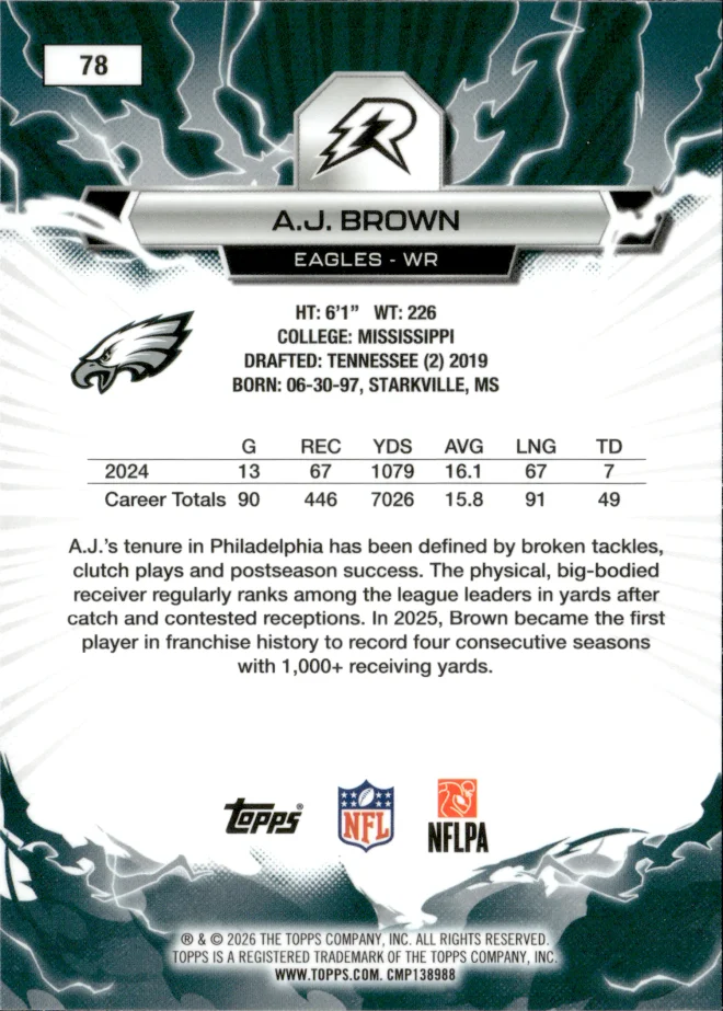 A.J. Brown card back