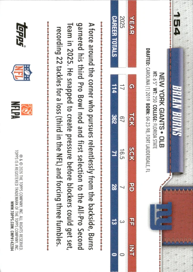 Brian Burns card back
