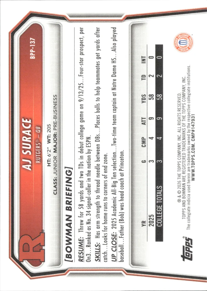 AJ Surace card back