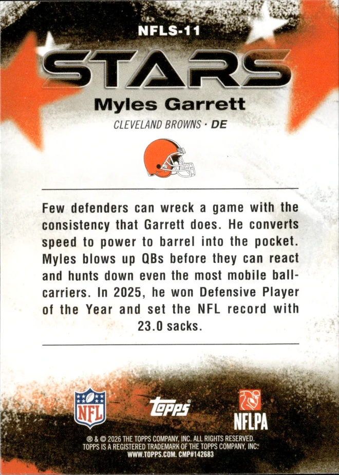 Myles Garrett card back