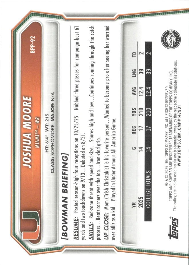 Joshua Moore card back