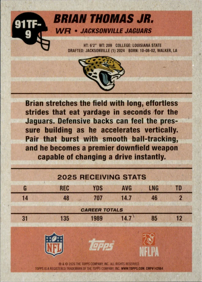 Brian Thomas Jr. card back