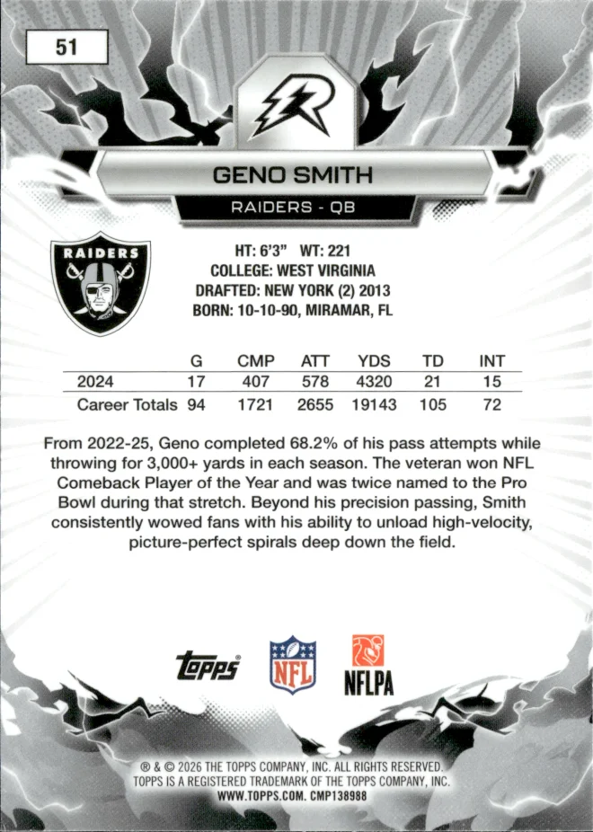Geno Smith card back