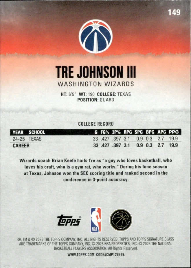 Tre Johnson III card back