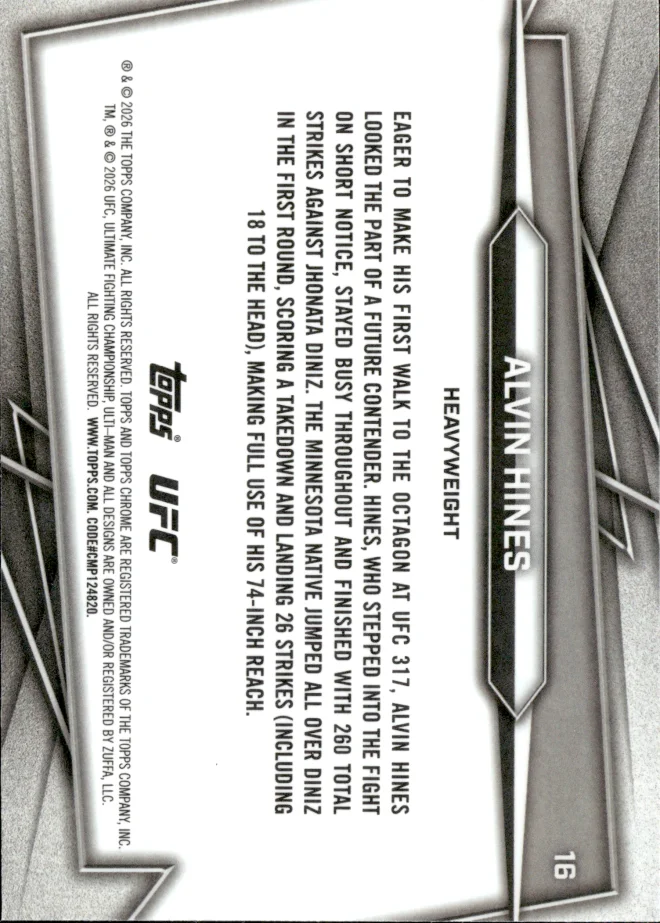 Alvin Hines card back