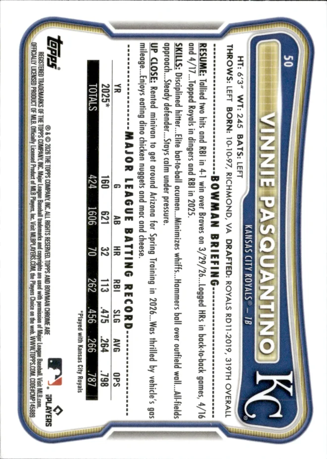 Vinnie Pasquantino card back