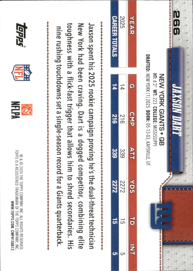 Jaxson Dart card back