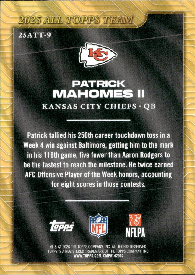 Patrick Mahomes II card back
