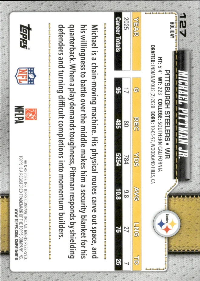 Michael Pittman Jr. card back